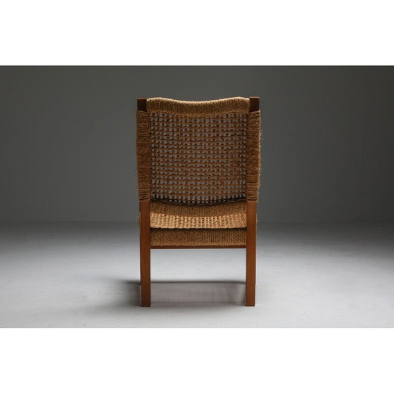 Image 1 of Fauteuil vintage en hêtre et corde 1960s