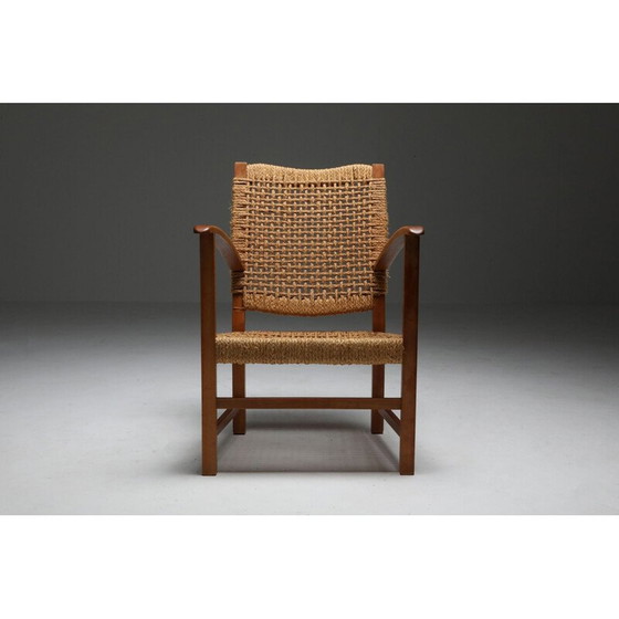 Image 1 of Fauteuil vintage en hêtre et corde 1960s