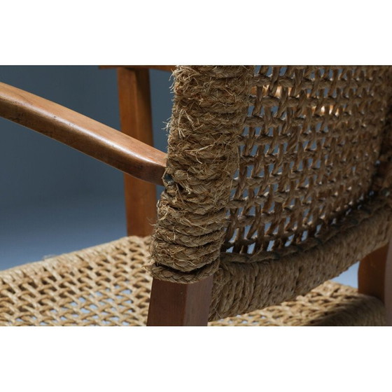 Image 1 of Fauteuil vintage en hêtre et corde 1960s