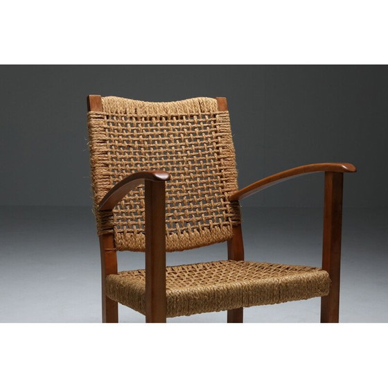 Image 1 of Fauteuil vintage en hêtre et corde 1960s