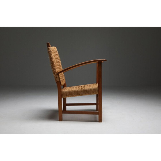 Image 1 of Fauteuil vintage en hêtre et corde 1960s