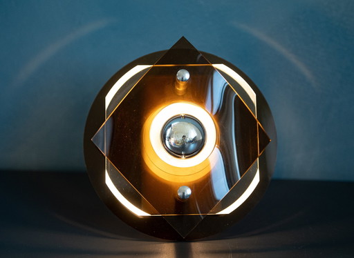 Lampe murale vintage en verre fumé Herda