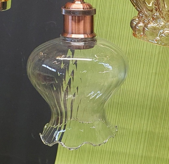 Image 1 of 1987 Lampe pendante en verre vintage