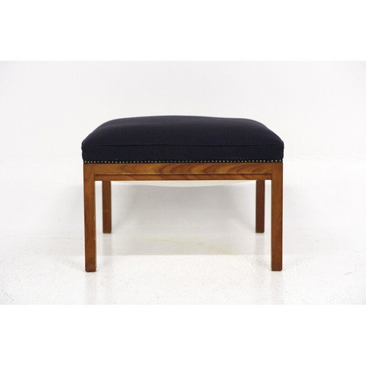 Ottoman vintage en teck et tissu, Suède 1960s