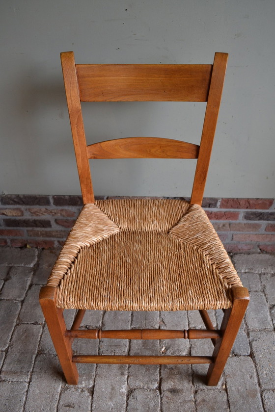 Image 1 of Table de salle à manger en bois de chêne antique avec 6 chaises