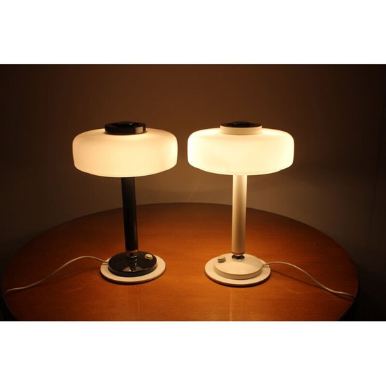Image 1 of Paire de lampes de table vintage noir et blanc Napako, Tchécoslovaquie 1960