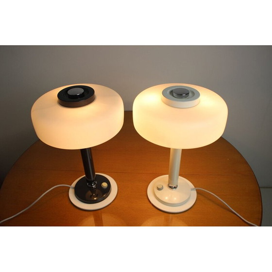 Image 1 of Paire de lampes de table vintage noir et blanc Napako, Tchécoslovaquie 1960