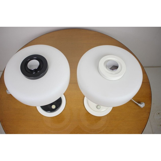 Image 1 of Paire de lampes de table vintage noir et blanc Napako, Tchécoslovaquie 1960