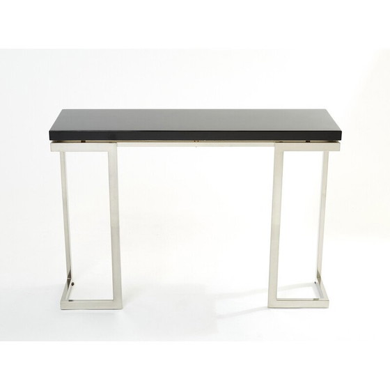 Image 1 of Console vintage en laque noire et chrome par Guy Lefevre pour Maison Jansen, 1970