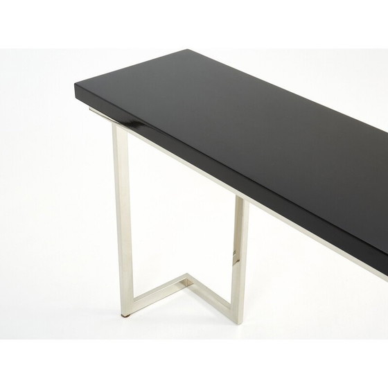 Image 1 of Console vintage en laque noire et chrome par Guy Lefevre pour Maison Jansen, 1970