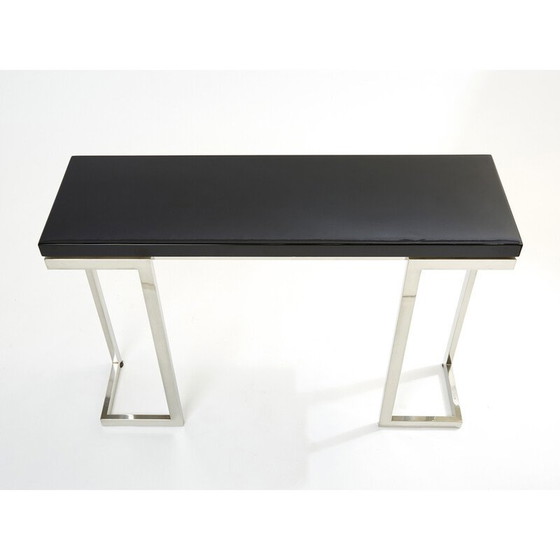 Image 1 of Console vintage en laque noire et chrome par Guy Lefevre pour Maison Jansen, 1970