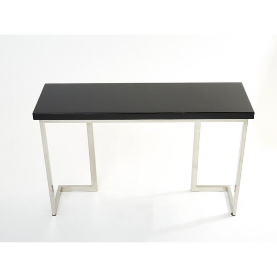 Image 1 of Console vintage en laque noire et chrome par Guy Lefevre pour Maison Jansen, 1970