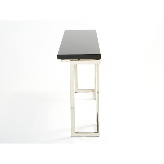 Image 1 of Console vintage en laque noire et chrome par Guy Lefevre pour Maison Jansen, 1970