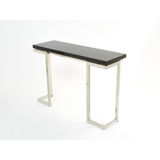 Image 1 of Console vintage en laque noire et chrome par Guy Lefevre pour Maison Jansen, 1970