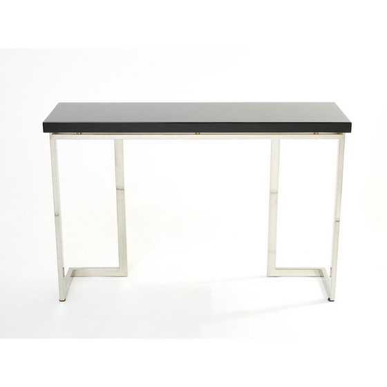 Image 1 of Console vintage en laque noire et chrome par Guy Lefevre pour Maison Jansen, 1970