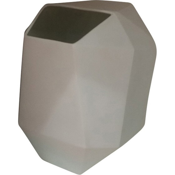 Image 1 of Vase vintage asymétrique en céramique et porcelaine blanche d'Aldo Cavanna, 1987