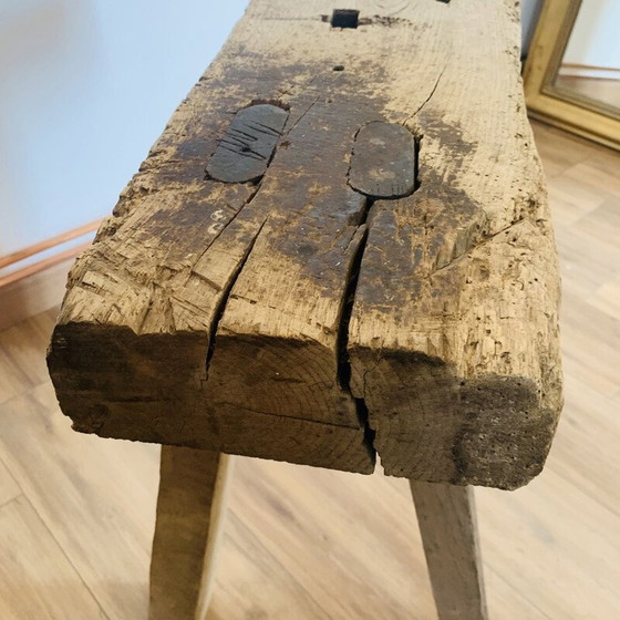 Image 1 of Console vintage en bois brut