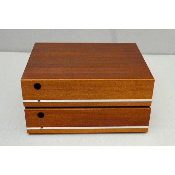 Image 1 of Boîte de rangement pour disques vinyles en bois et aluminium, 1970