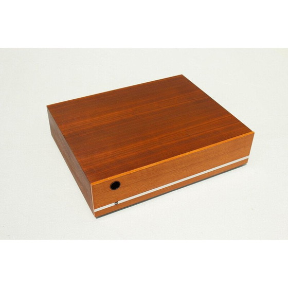 Image 1 of Boîte de rangement pour disques vinyles en bois et aluminium, 1970