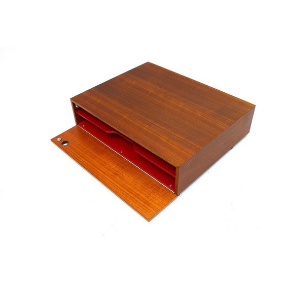 Image 1 of Boîte de rangement pour disques vinyles en bois et aluminium, 1970