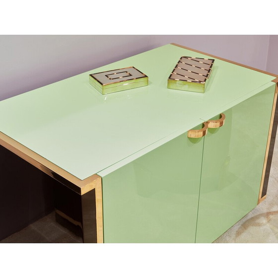 Image 1 of Paire d'armoires en laiton vintage par Jean-Claude Mahey pour Roche Bobois, France 1970