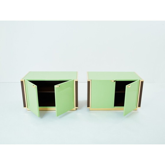 Image 1 of Paire d'armoires en laiton vintage par Jean-Claude Mahey pour Roche Bobois, France 1970