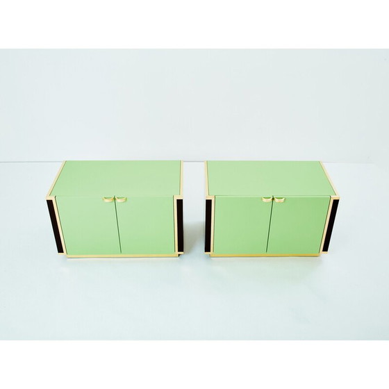 Image 1 of Paire d'armoires en laiton vintage par Jean-Claude Mahey pour Roche Bobois, France 1970