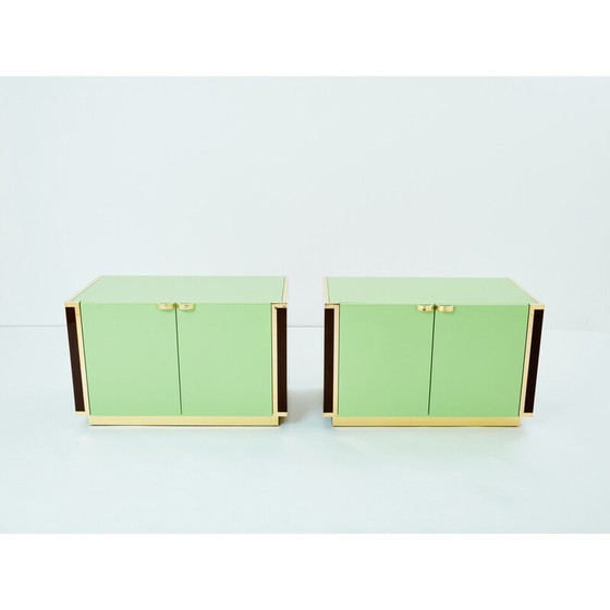 Image 1 of Paire d'armoires en laiton vintage par Jean-Claude Mahey pour Roche Bobois, France 1970