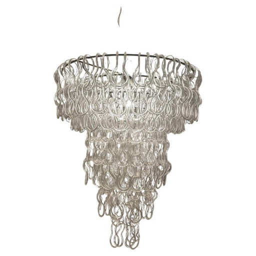 Lustre en verre d'Angelo Mangiarotti pour Vistosi, Italie, années 1970