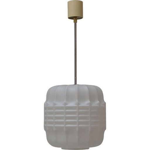 Suspension vintage en verre et métal, tchèque 1960