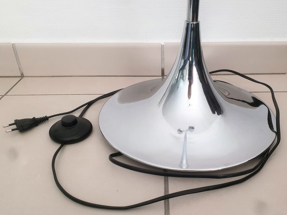 Image 1 of Lampadaire Design Vintage Eye Ball Chromé Pied Tulipe - 3 Globes Orientables
