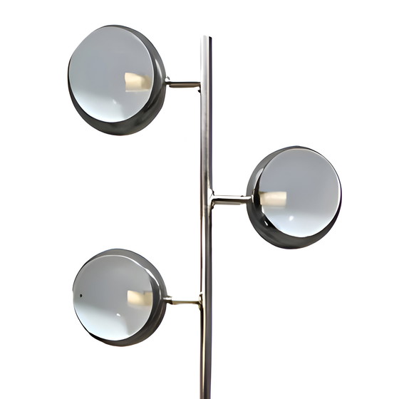 Image 1 of Lampadaire Design Vintage Eye Ball Chromé Pied Tulipe - 3 Globes Orientables