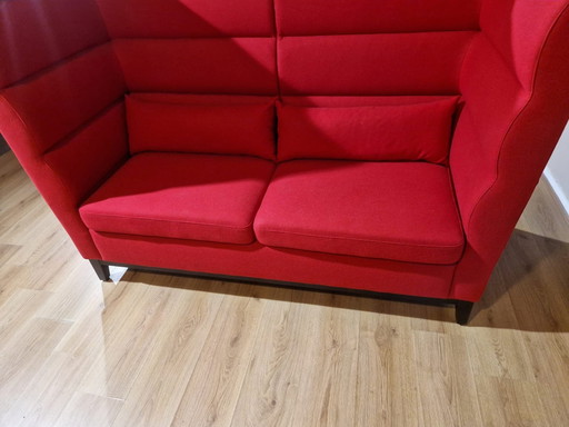 2X Satellite Cave Acoustique Canapés Tissu Laine Rouge Design