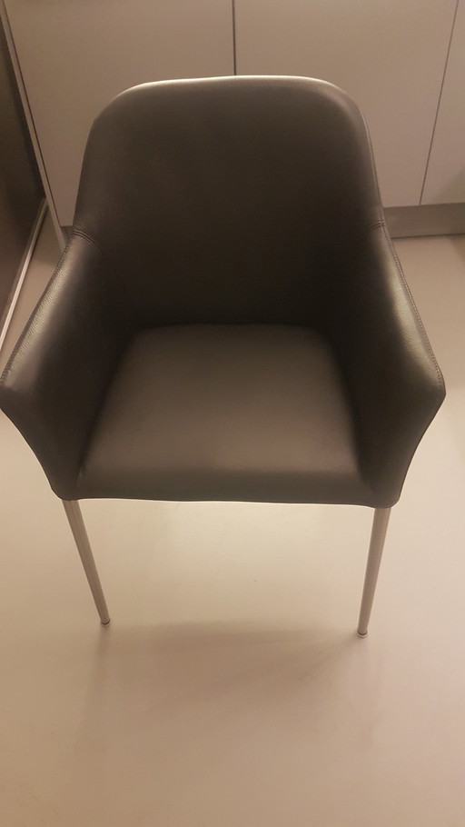 4 X Movani Ronda Chaises de salle à manger en cuir noir