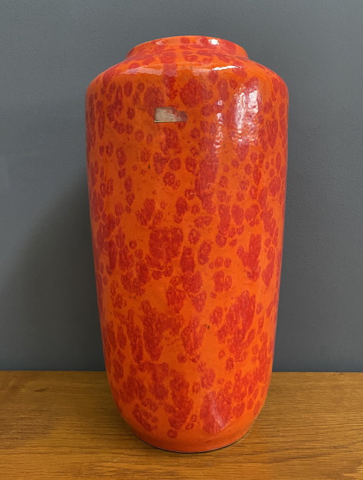 Vase en céramique orange de Scheurich Allemagne Modèle 517-38