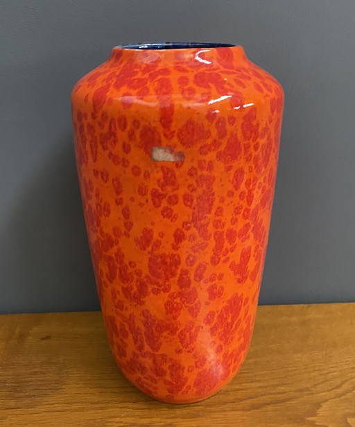 Vase en céramique orange de Scheurich Allemagne Modèle 517-38