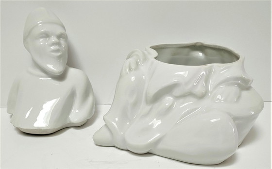 Image 1 of Boîte Anthropomorphe Porcelaine Baylac Début Xxème