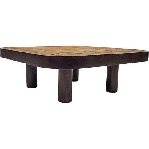 Table basse vintage en faïence par Roger Capron pour Vallauris, 1970