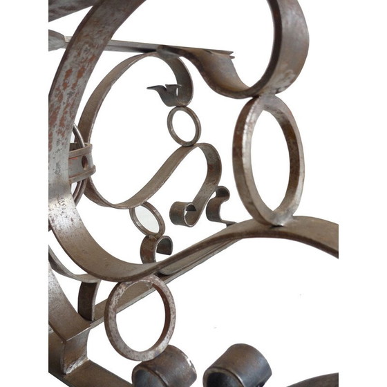 Image 1 of Table basse vintage en acier forgé et verre fumé, 1960