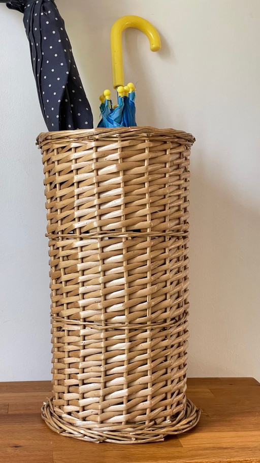 Porte Parapluie en Rotin Vintage France