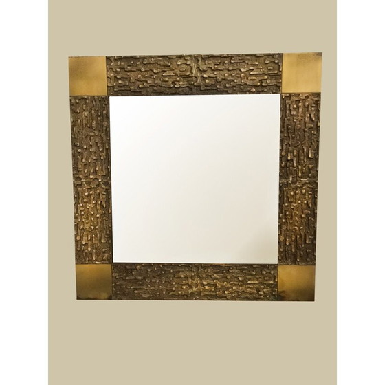 Image 1 of Miroir vintage en bronze par Luciano Frigerio - 1970