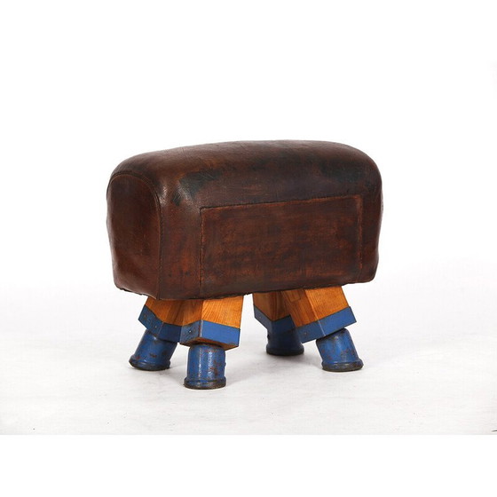 Image 1 of Tabouret de gymnase en cuir tchèque vintage pour cheval d'arçons, années 1930