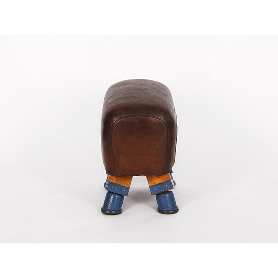 Image 1 of Tabouret de gymnase en cuir tchèque vintage pour cheval d'arçons, années 1930