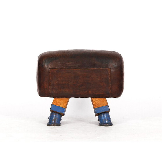 Image 1 of Tabouret de gymnase en cuir tchèque vintage pour cheval d'arçons, années 1930