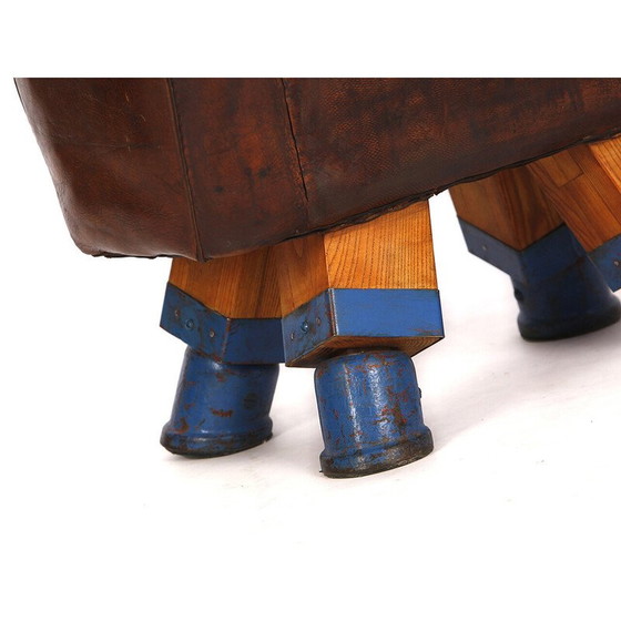 Image 1 of Tabouret de gymnase en cuir tchèque vintage pour cheval d'arçons, années 1930