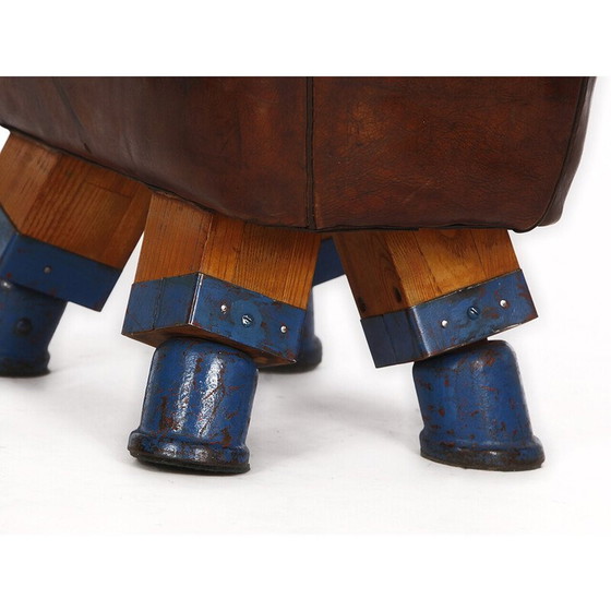 Image 1 of Tabouret de gymnase en cuir tchèque vintage pour cheval d'arçons, années 1930
