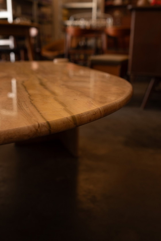 Image 1 of Table basse vintage en travertin italien - années 1980