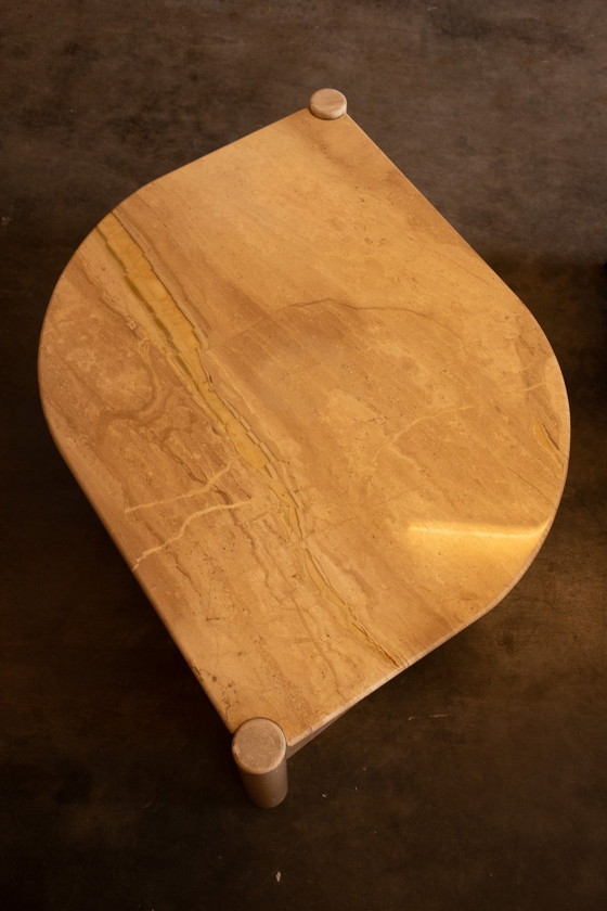 Image 1 of Table basse vintage en travertin italien - années 1980
