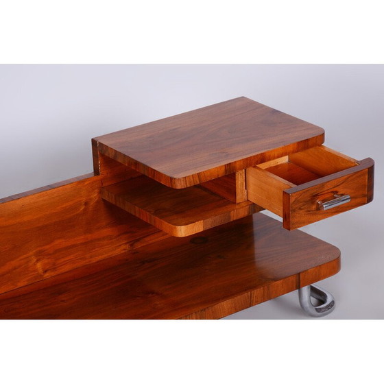 Image 1 of Piédestal vintage Art Déco en noyer et chrome par Mücke - Melder, Tchécoslovaquie années 1930