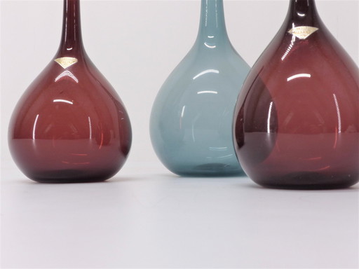 Ensemble De 3 Vases Tulipes Scandinaves Arthur Percy Pour Gullaskruf 1950